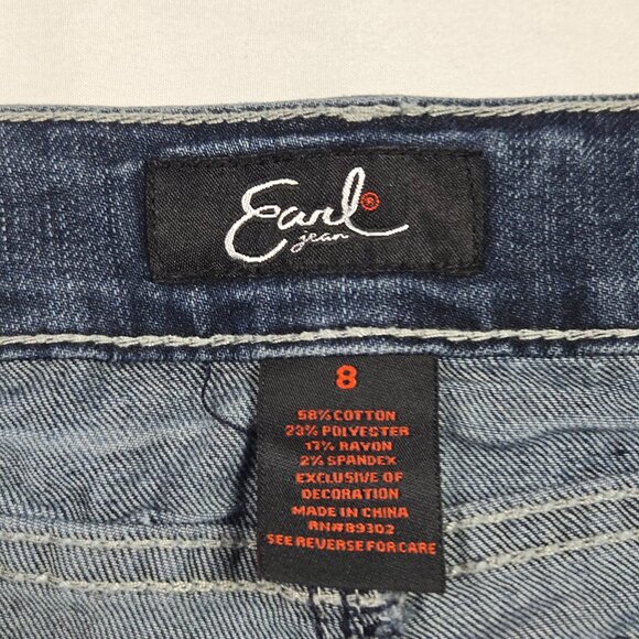 Earl Jean‎ Slim Boot Jeans Women’s 8 Lace Embellished Pockets Denim Blue - Picture 4 of 13